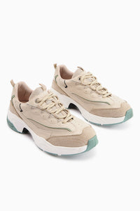 Rozhin Beige Thick Sole Women's Sport Shoe