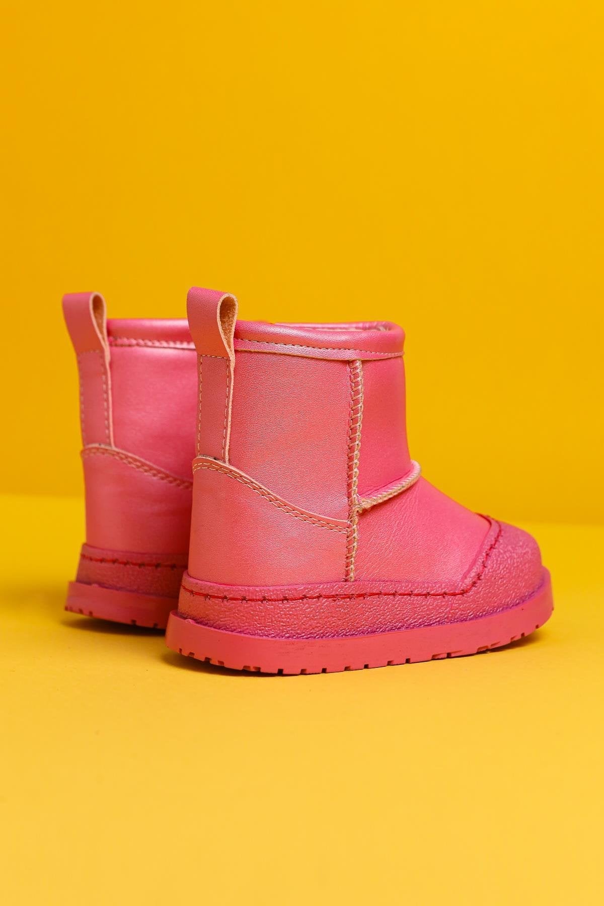 Gilla Fuchsia Reverse Stitch Detail Fur-Lined Baby Boots