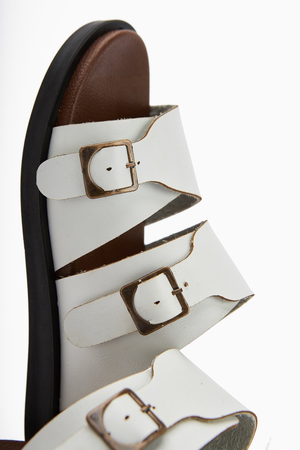 Soha – White Double-Strap Flat Slide (Women)