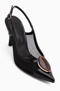 Norea Black Buckled Women’s Heeled Shoes