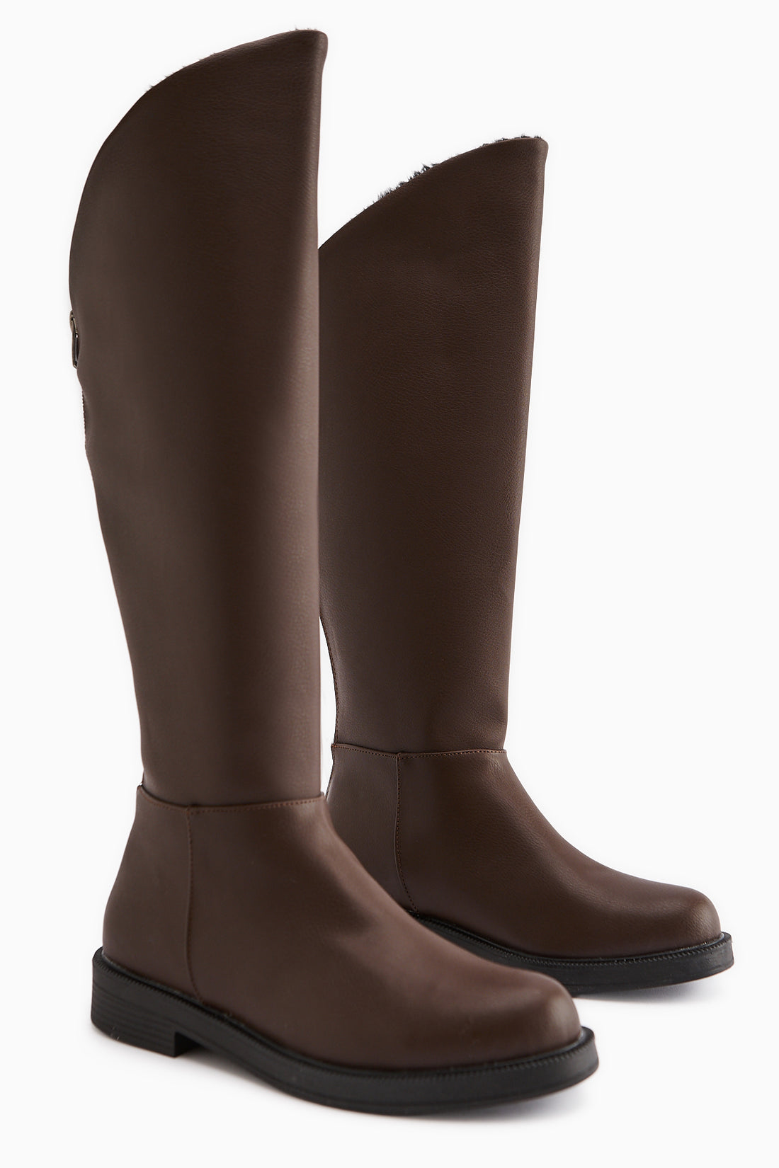 Gigi Brown Fur-Lined Foldable Zippered Boots