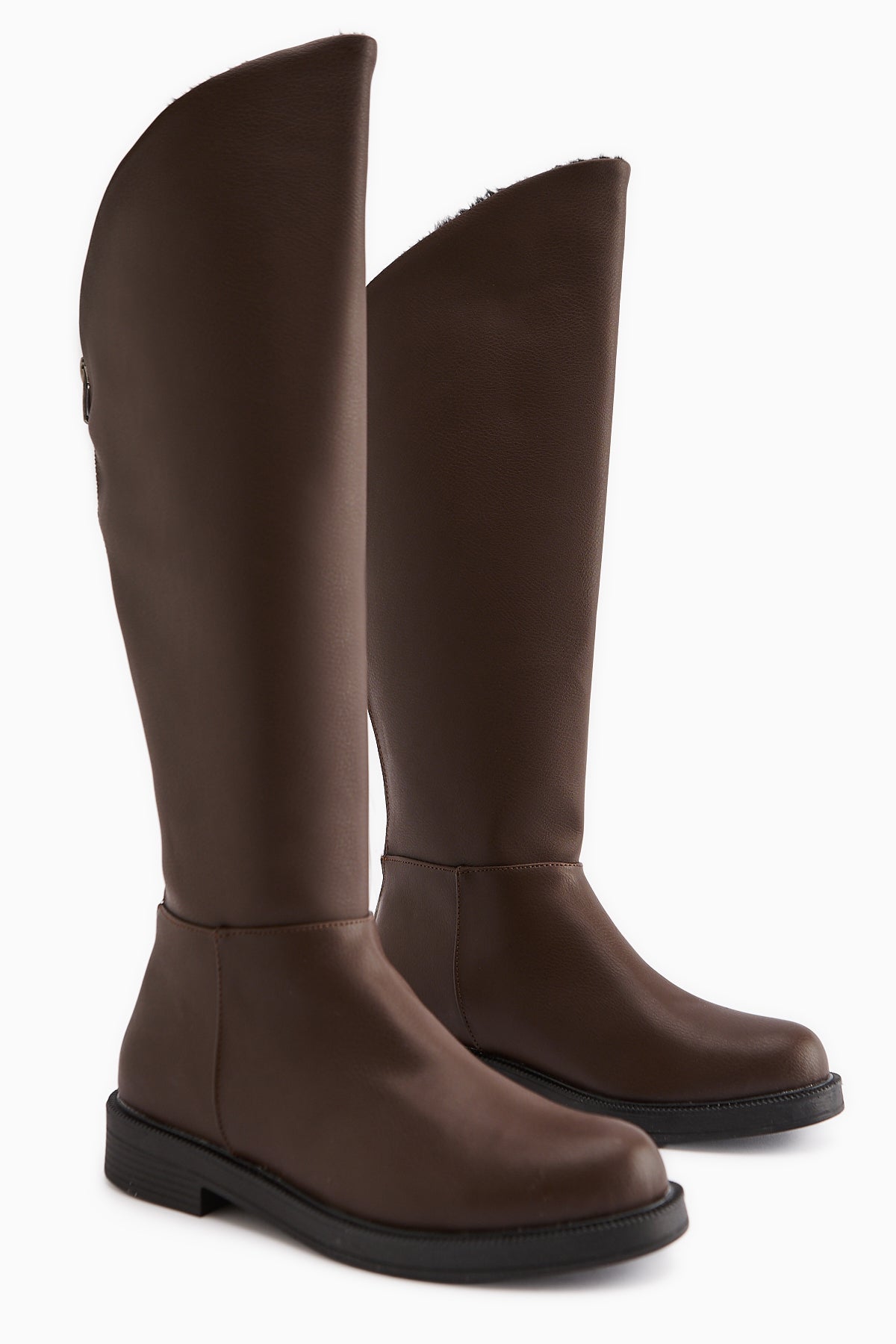 Gigi Brown Fur-Lined Foldable Zippered Boots