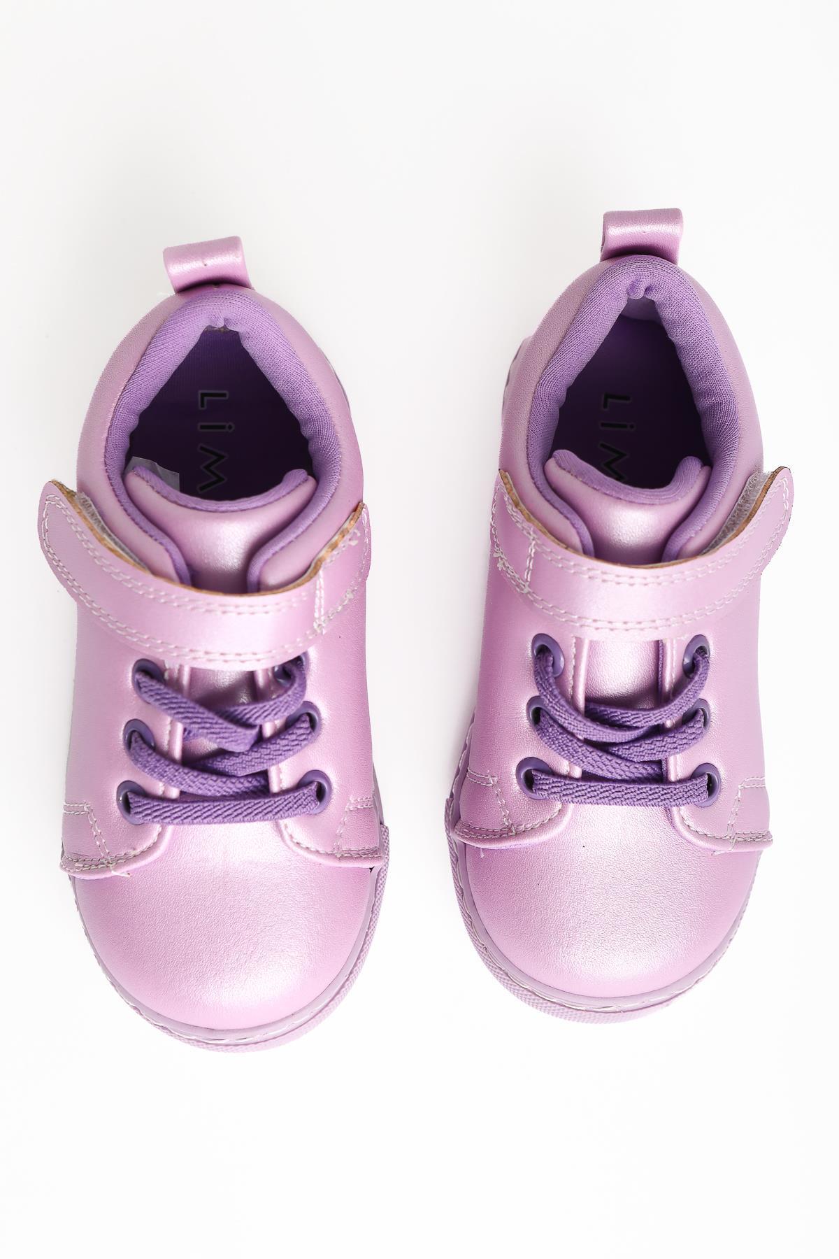 Daisy Lilac Lace-Up Sneakers with Velcro Detail for Babies