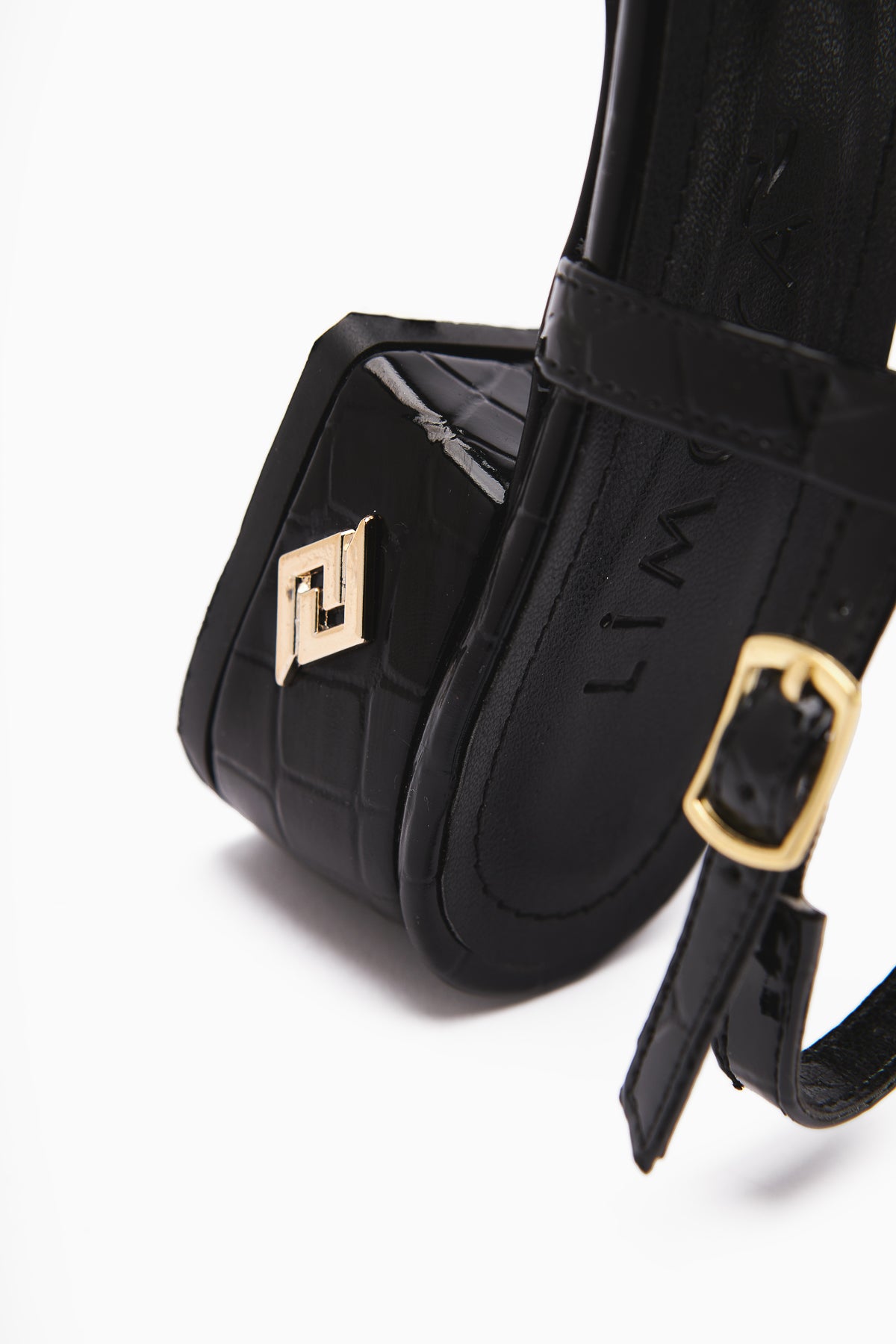 Ginny Black Crocodile Buckle Detailed Women’s Sandal