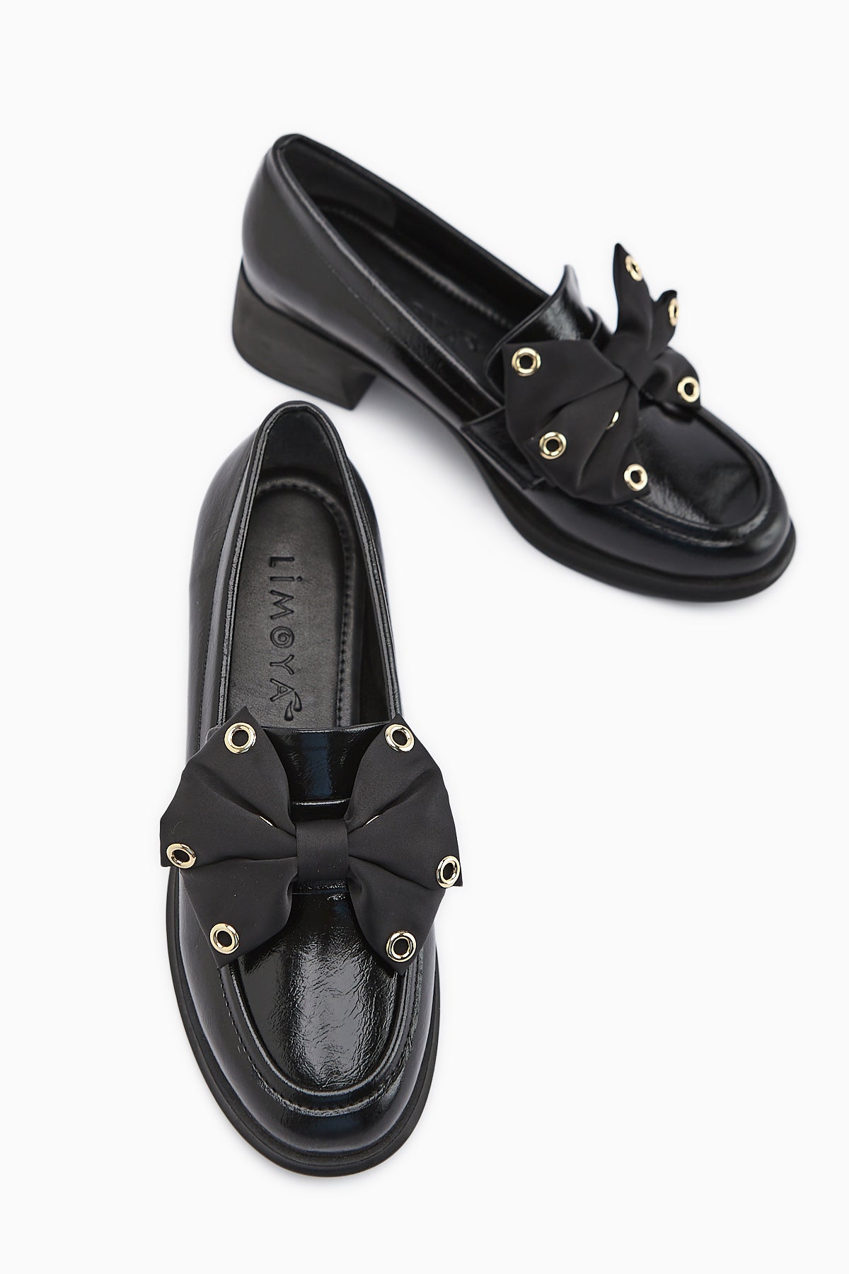 Ivet Black Bow Detailed Heeled Loafer Women's Shoe