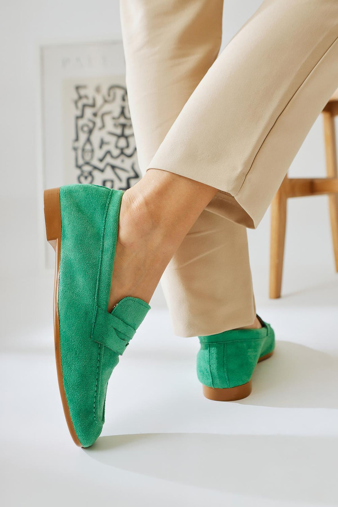 Sheri – Green Suede Casual Shoe (Women)