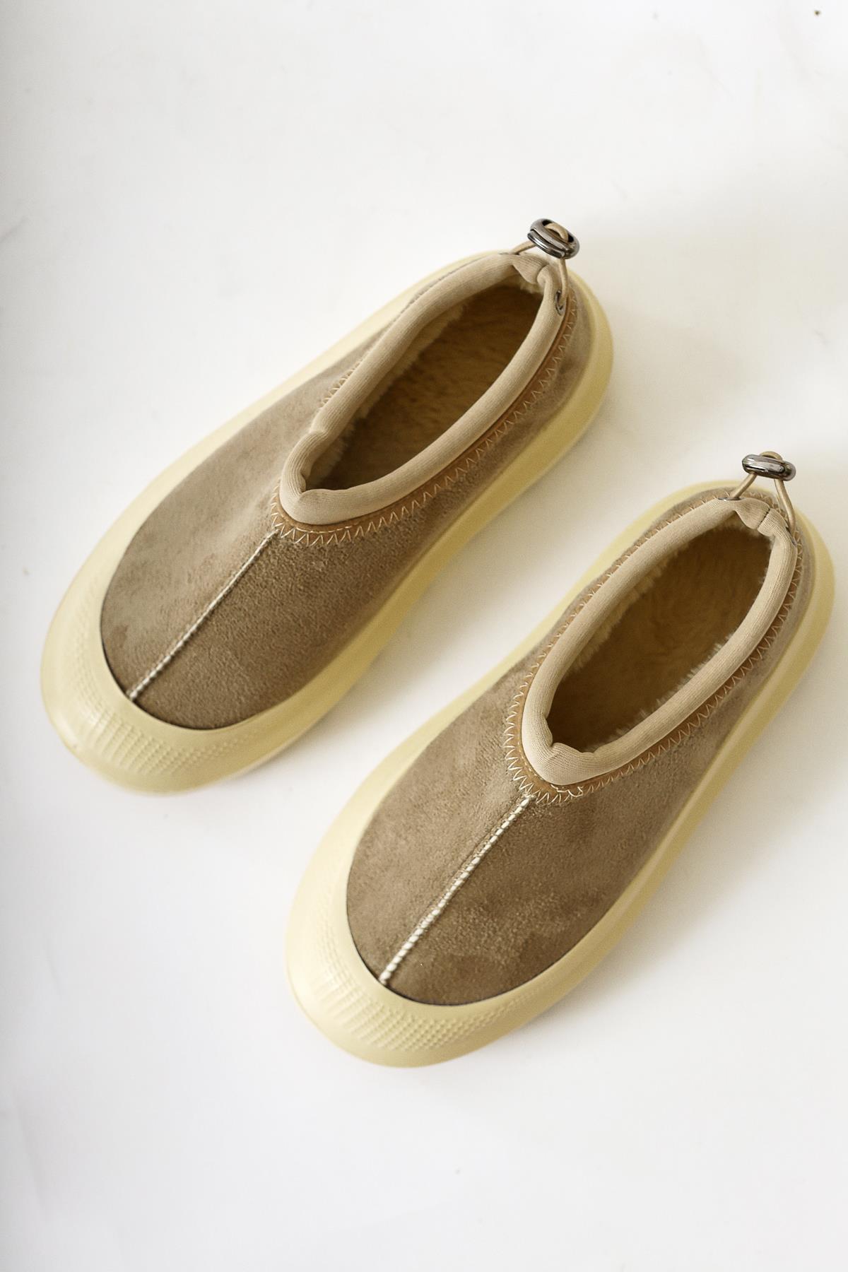 Katelyn – Beige Suede-Coated Fur-Lined Shoe (Women)
