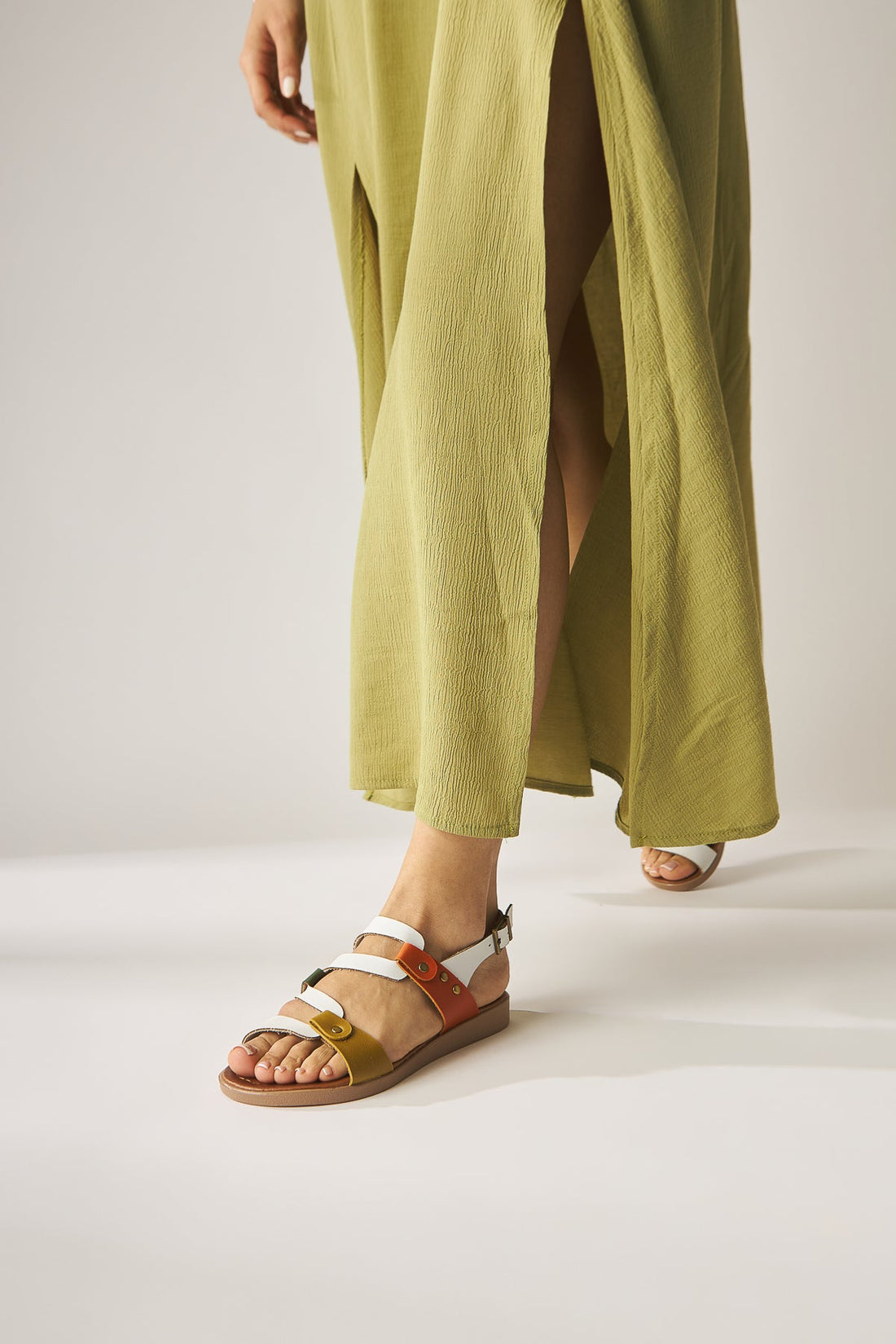 Ginta Genuine Leather White Sandal