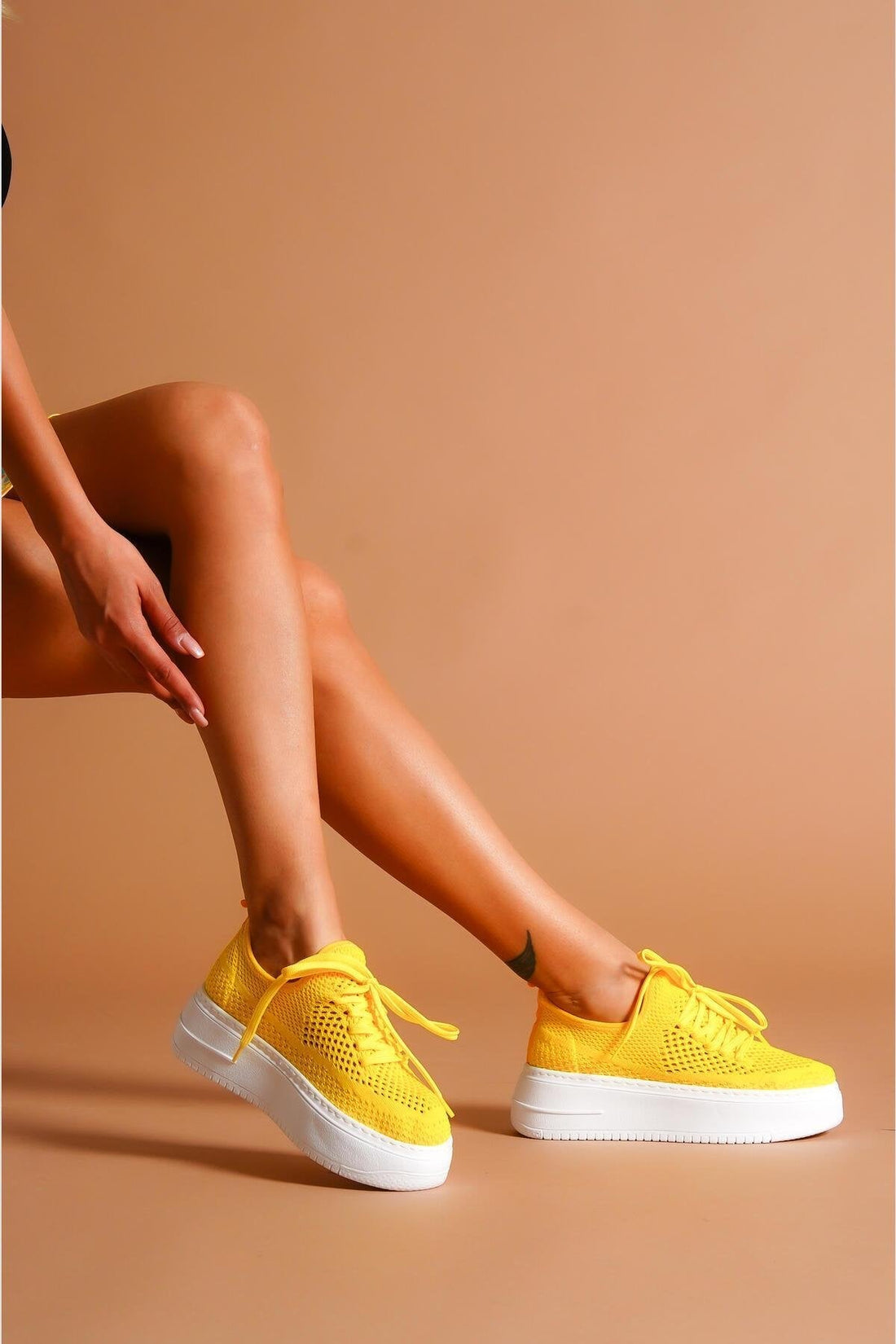 Benito Lemon Knit Stretch Thick-Sole Sneakers