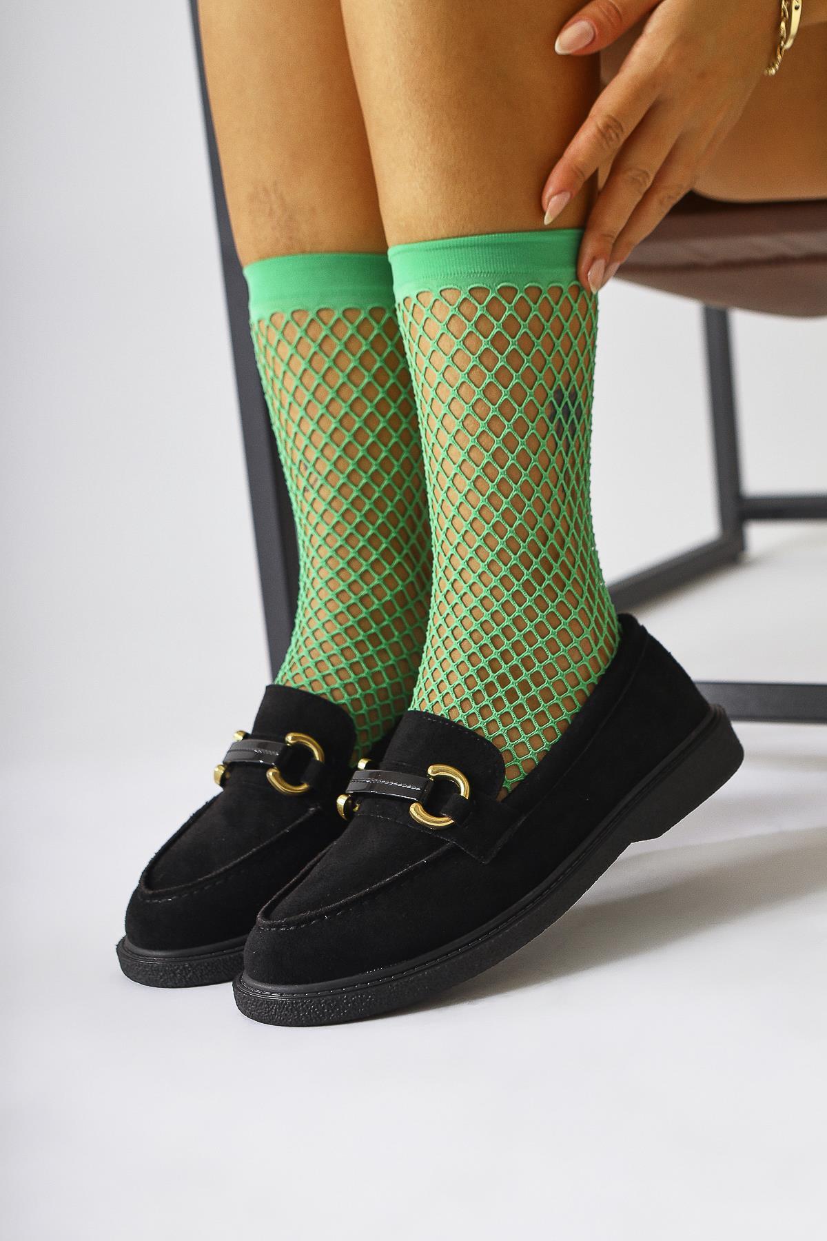 Jamnian Black Suede with Buckle Detail Daily Wear Shoes