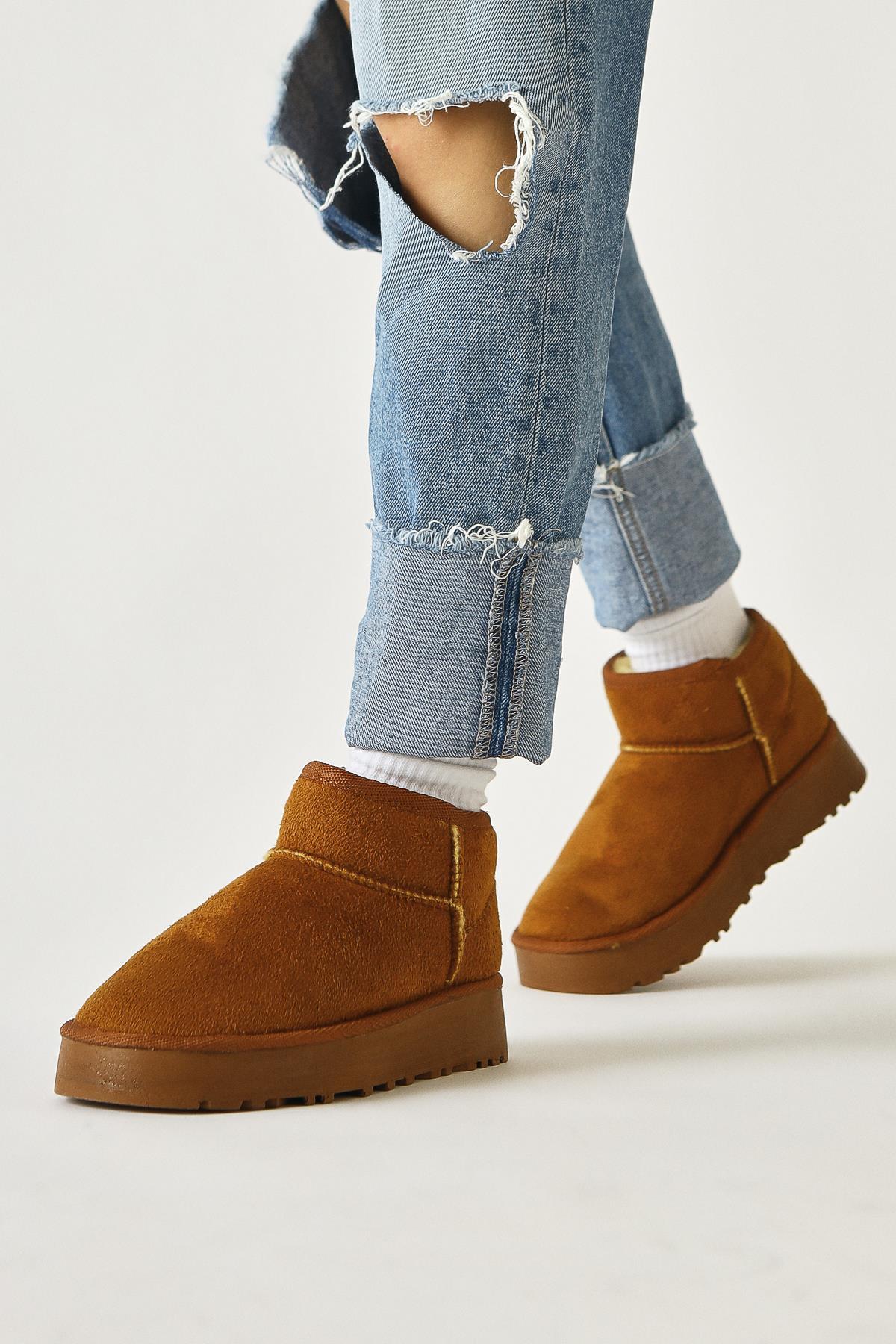 Lilly-Anne – Cognac Suede Vegan-Fur-Lined Short Boot (Women)