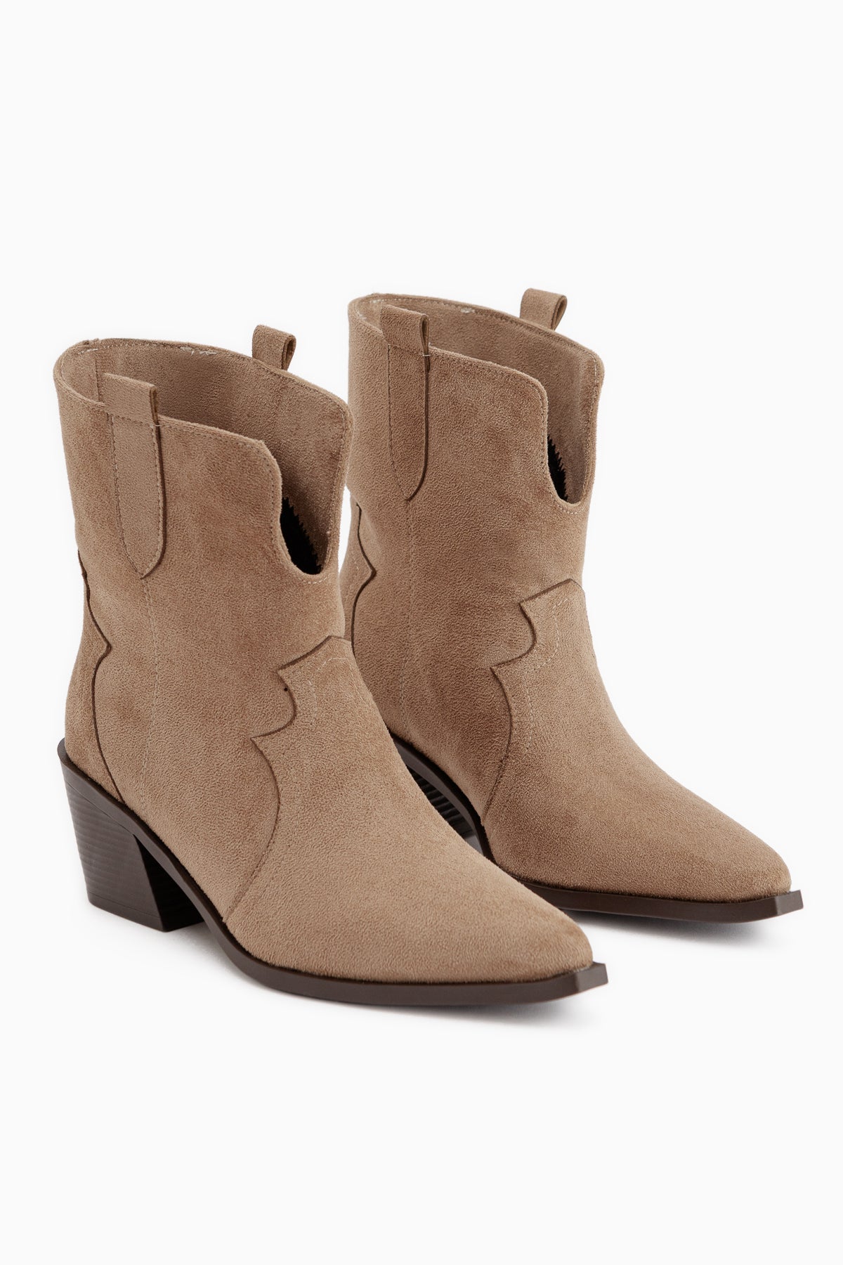 Erica Beige Suede Heeled Western Women’s Boots