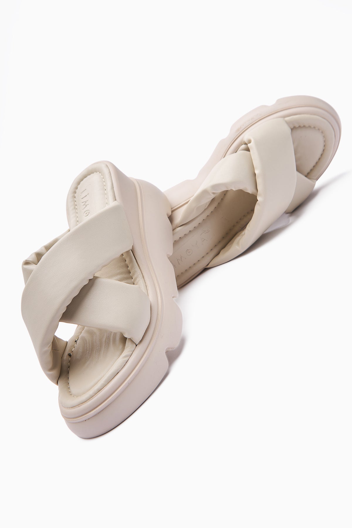 Vicki Beige Cross Strap Fluffy Women's Slippers