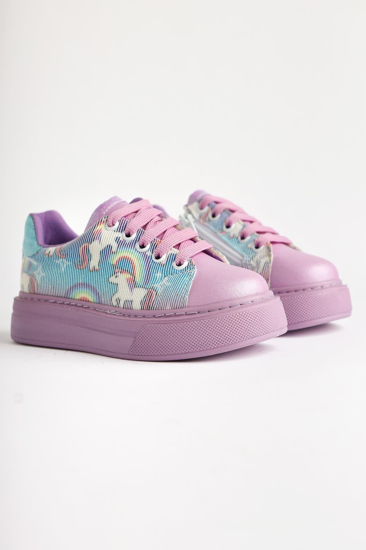 Kenia Lilac Unicorn Printed Kids' Athletic Shoes