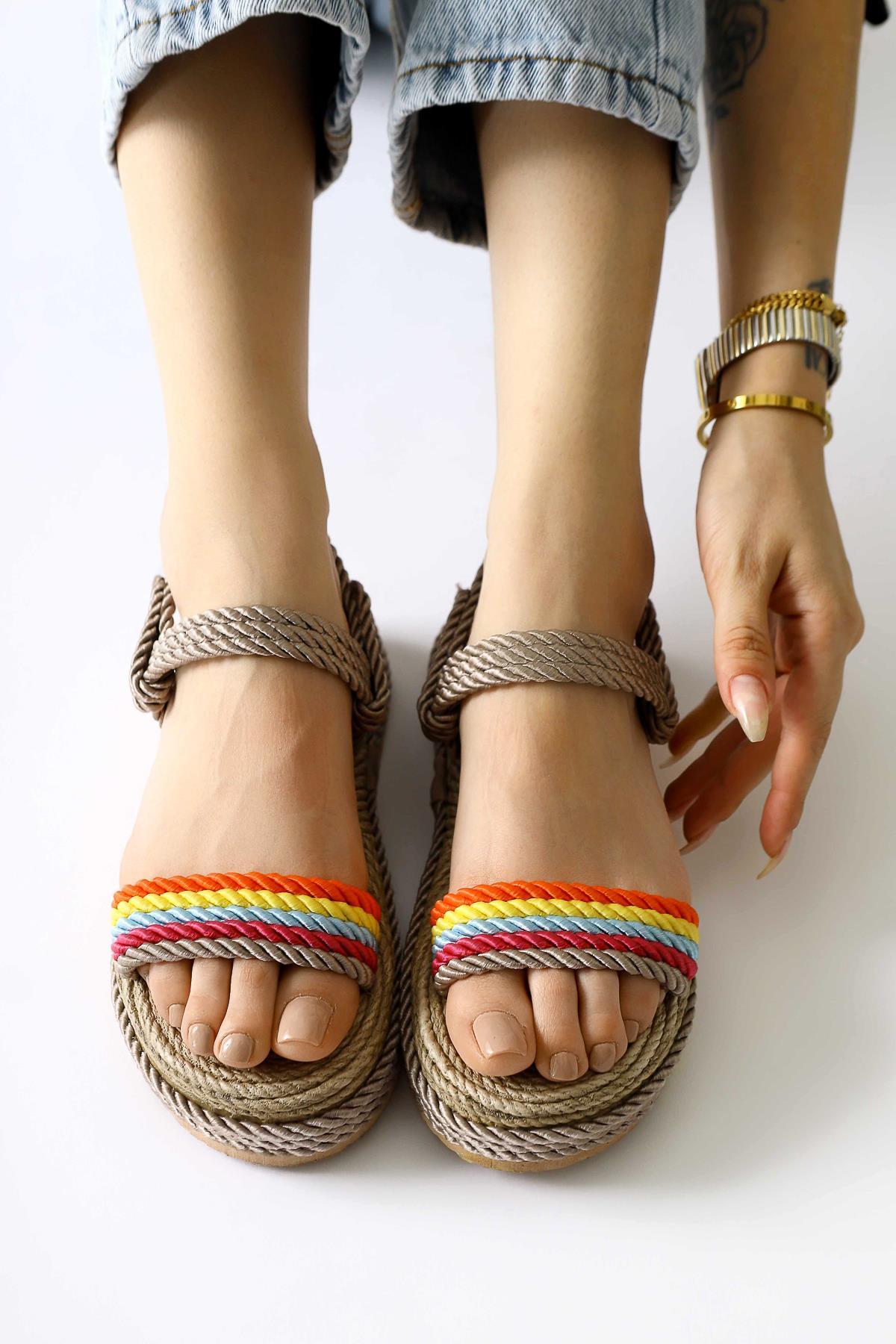 Velika Mink - Multicolor Thick-Soled Rope Sandal