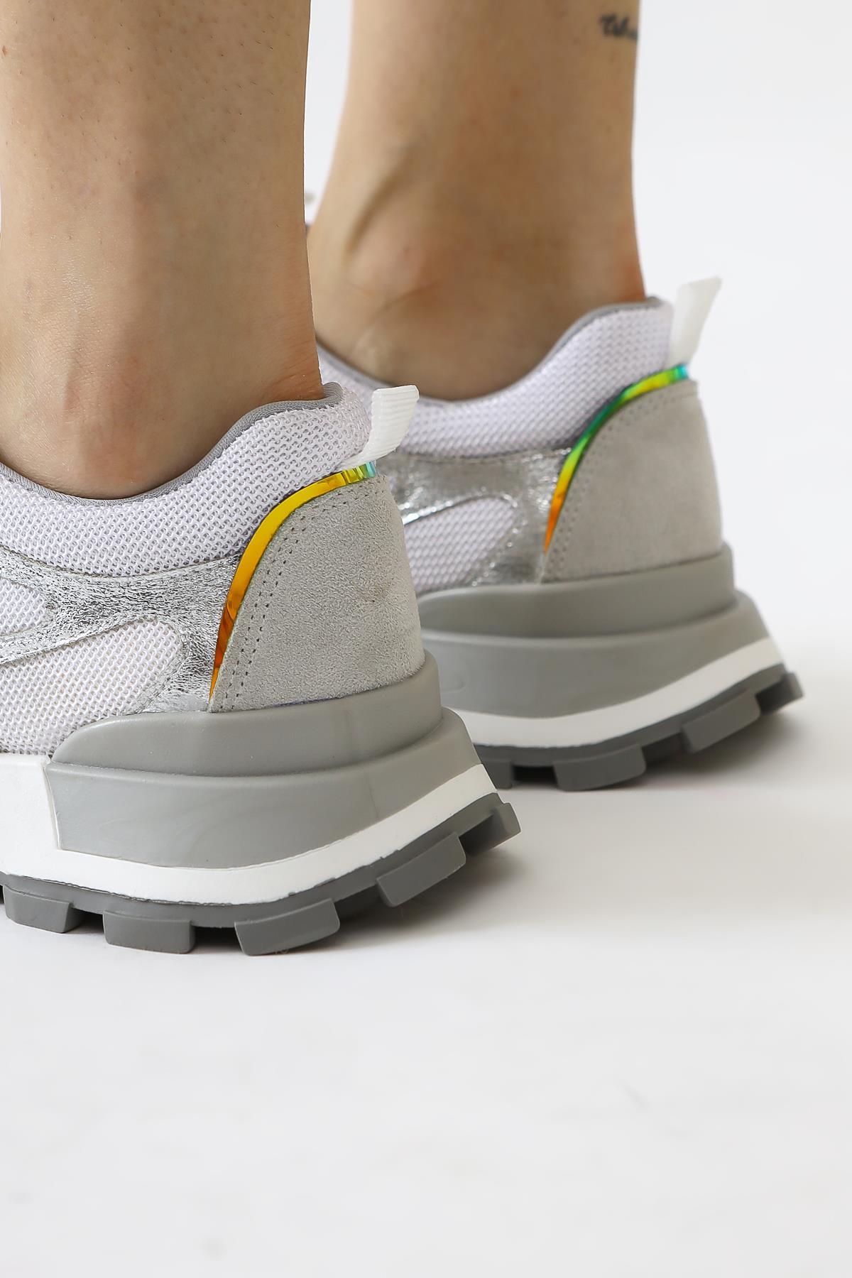 Netta White Sneakers with Mesh Detail and Laces