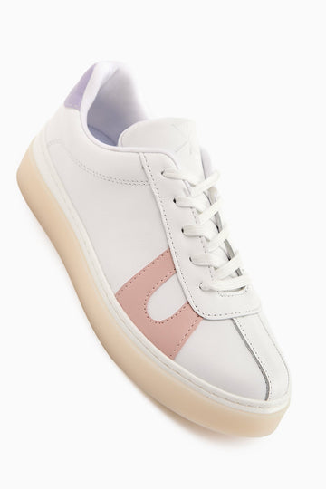 Eddie Genuine Leather White Powder Women's Sneaker