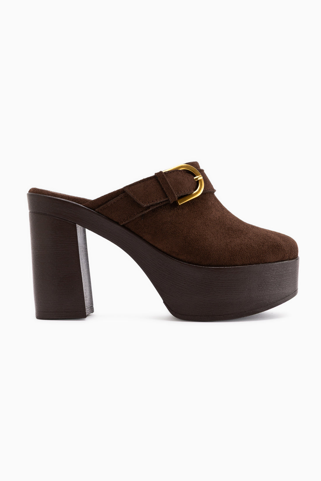 Annela Brown Suede Platform Heeled Women’s Slippers