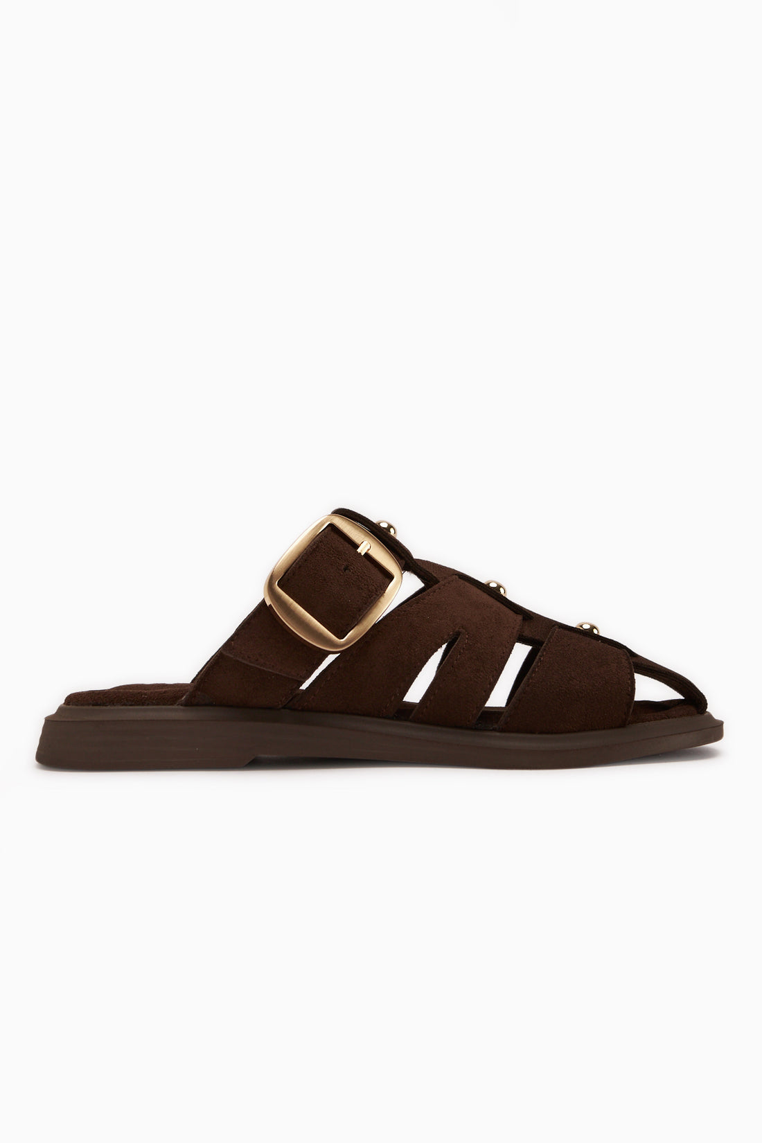 Joella Brown Suede Buckled Women’s Slippers