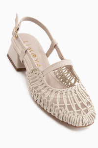 Rossi Beige Woven Detailed Women’s Heeled Sandal