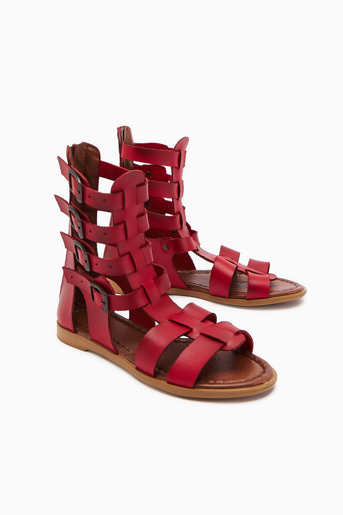 Genuine Leather Miranda Red Zipper Gladiator Women’s Sandal