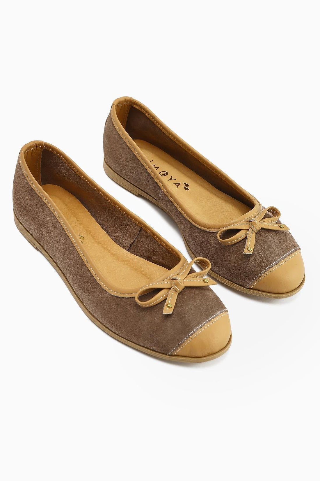 Alfreda Genuine Leather Mink Suede Detailed Bow Women's Ballet Flats