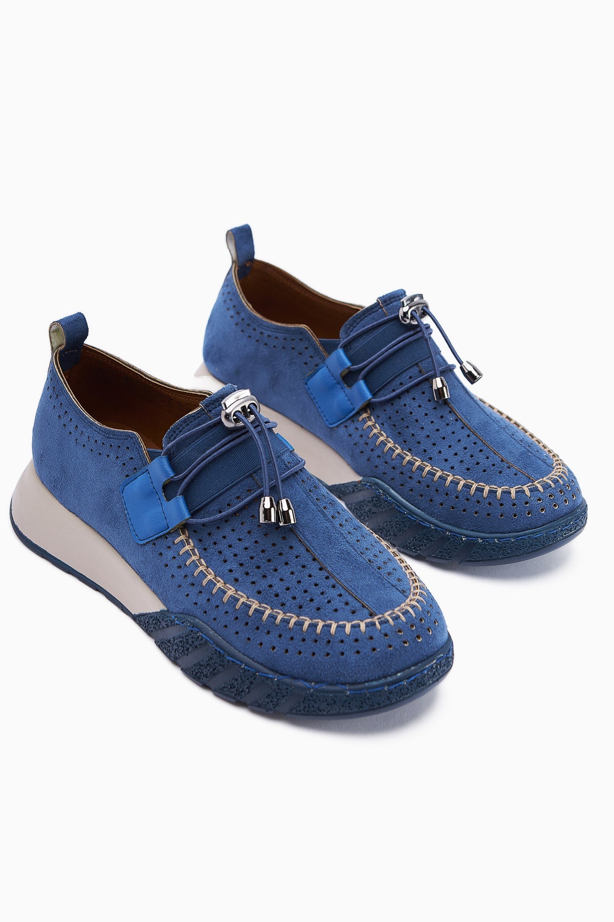 Allice – Blue Suede Laser-Cut Casual Shoe (Women)