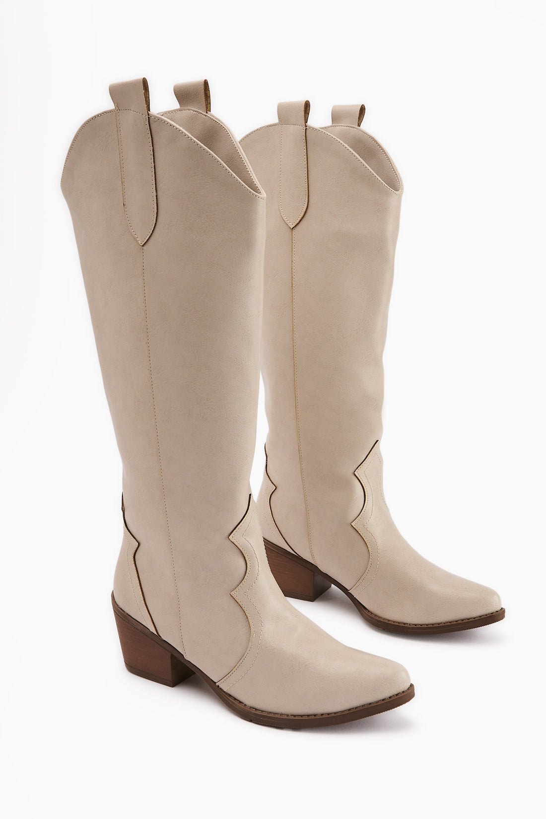 Lhena Beige Western Pull-On Boots