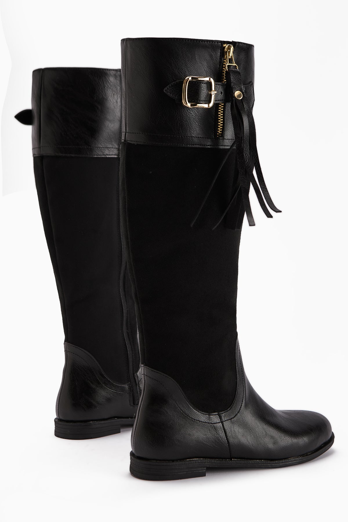 Galia Black Suede Buckled Women's Boot