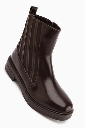 Lena Coffee Elastic Detailed Women's Boot