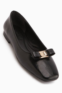 Darin Black Bow Detailed Square Toe Women’s Ballet Flats