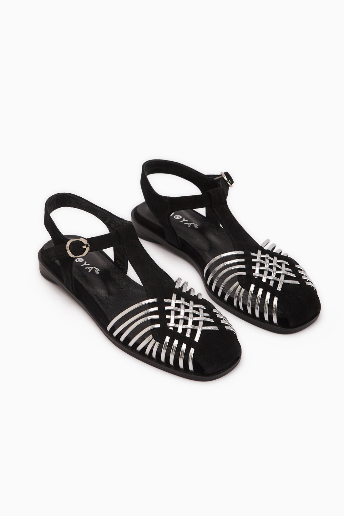Genuine Leather Kelly Black Silver Cage Detailed Women’s Sandal