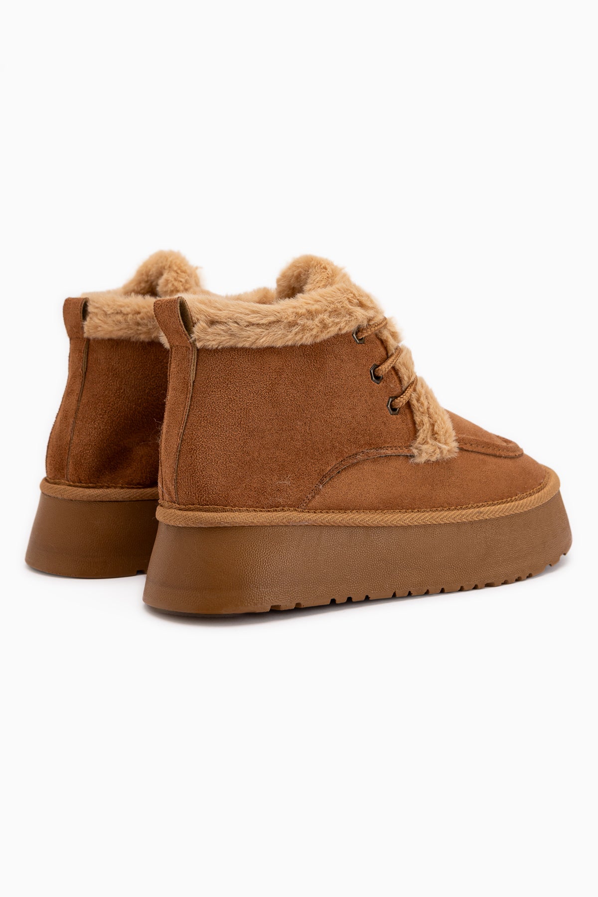 Carrie Tan Suede Fur Laced Thick Sole Women’s Boots
