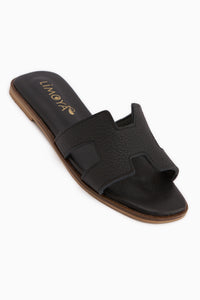 Rosali Genuine Leather Black Women’s Slippers