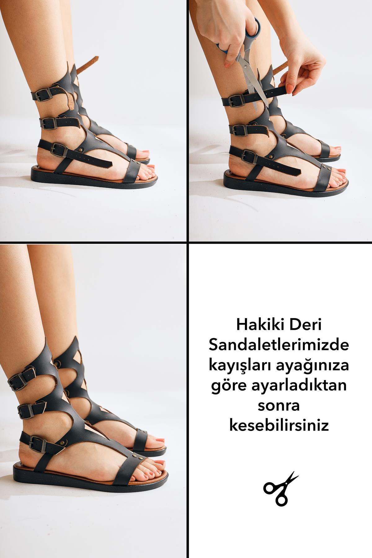 Hill Genuine Leather Black Gladiator Sandals