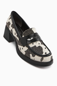 Keyla Black and White Monochrome Patterned Women's Loafer