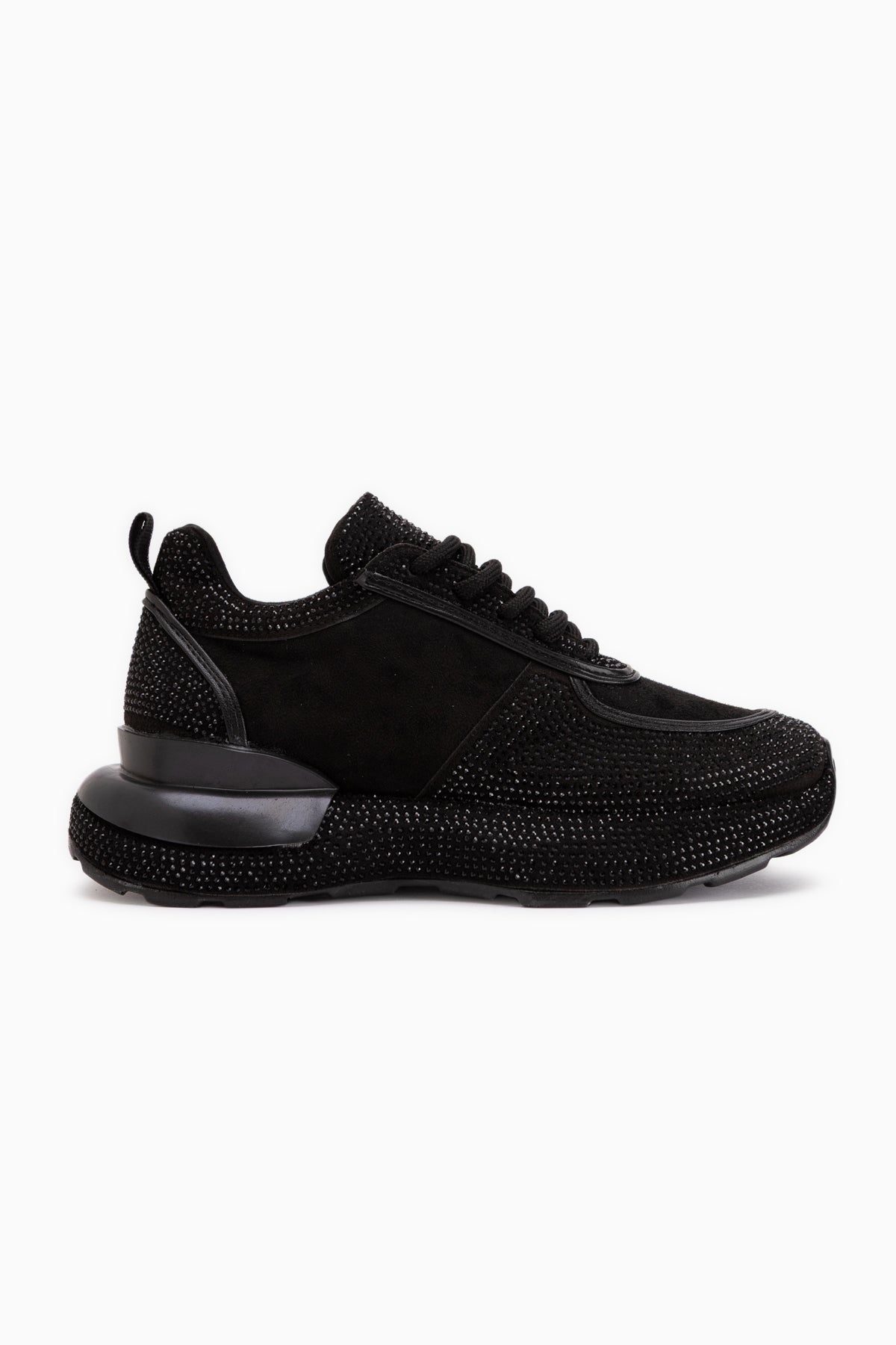 Helena Black Suede Stone Detailed Women’s Sneakers