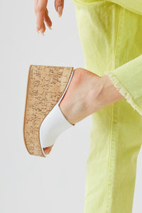 Riya – White Thick Cork-Soled Slide (Women)