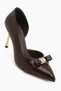 Henny Brown Bow Detailed Women’s Heeled Shoes