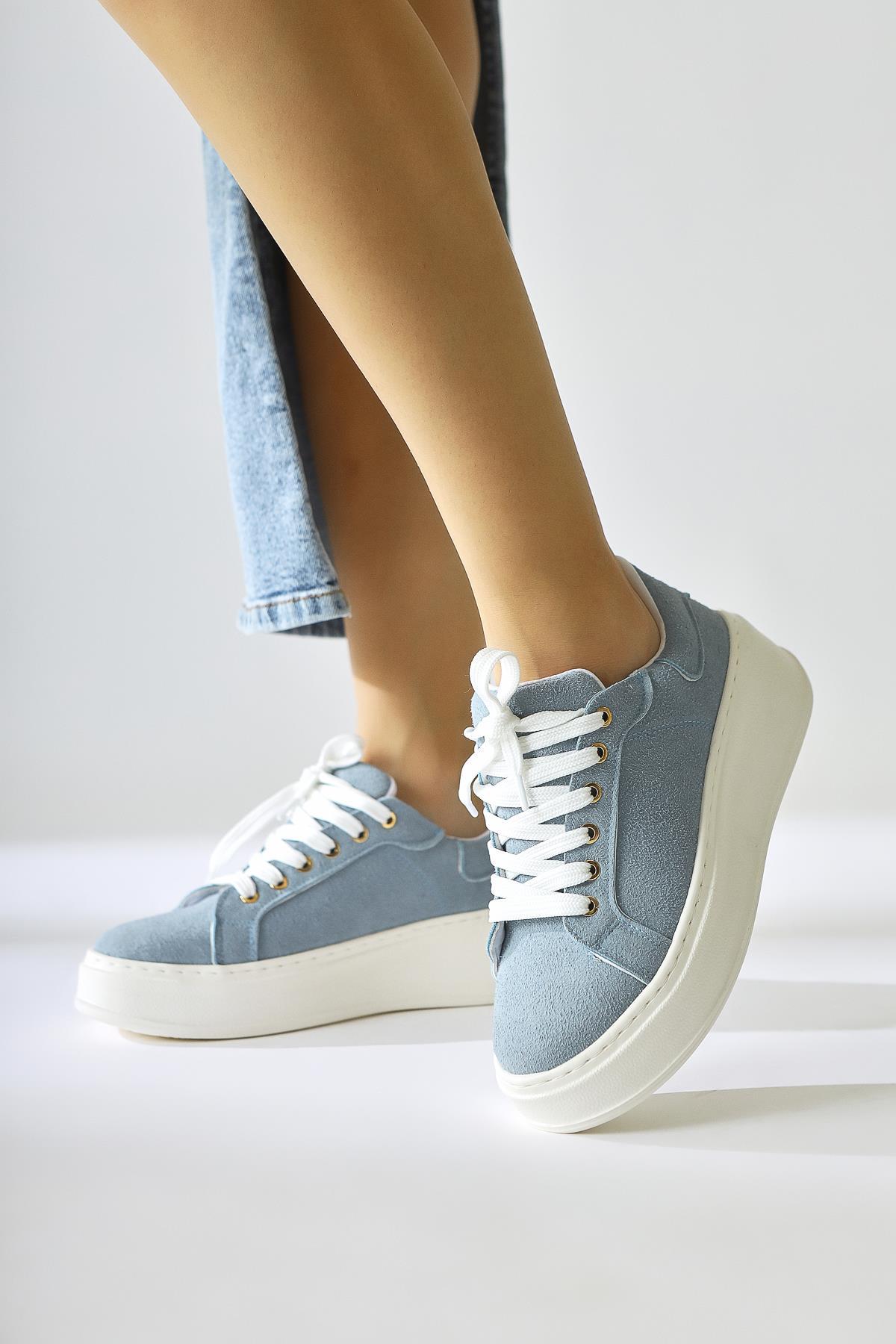 Lubica Blue Suede Chunky Sole Sneakers