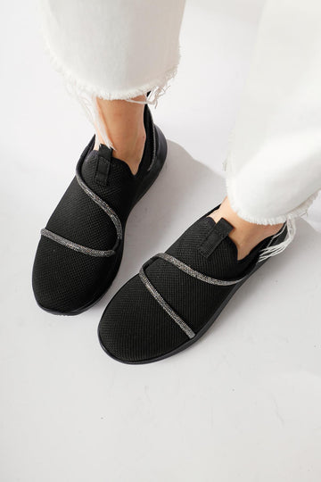 Lorrie Black Stone-Detailed Sneakers