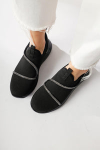 Lorrie Black Stone-Detailed Sneakers