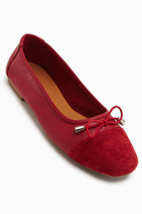 Anjela Genuine Leather Red Bow Detailed Women’s Ballet Flats
