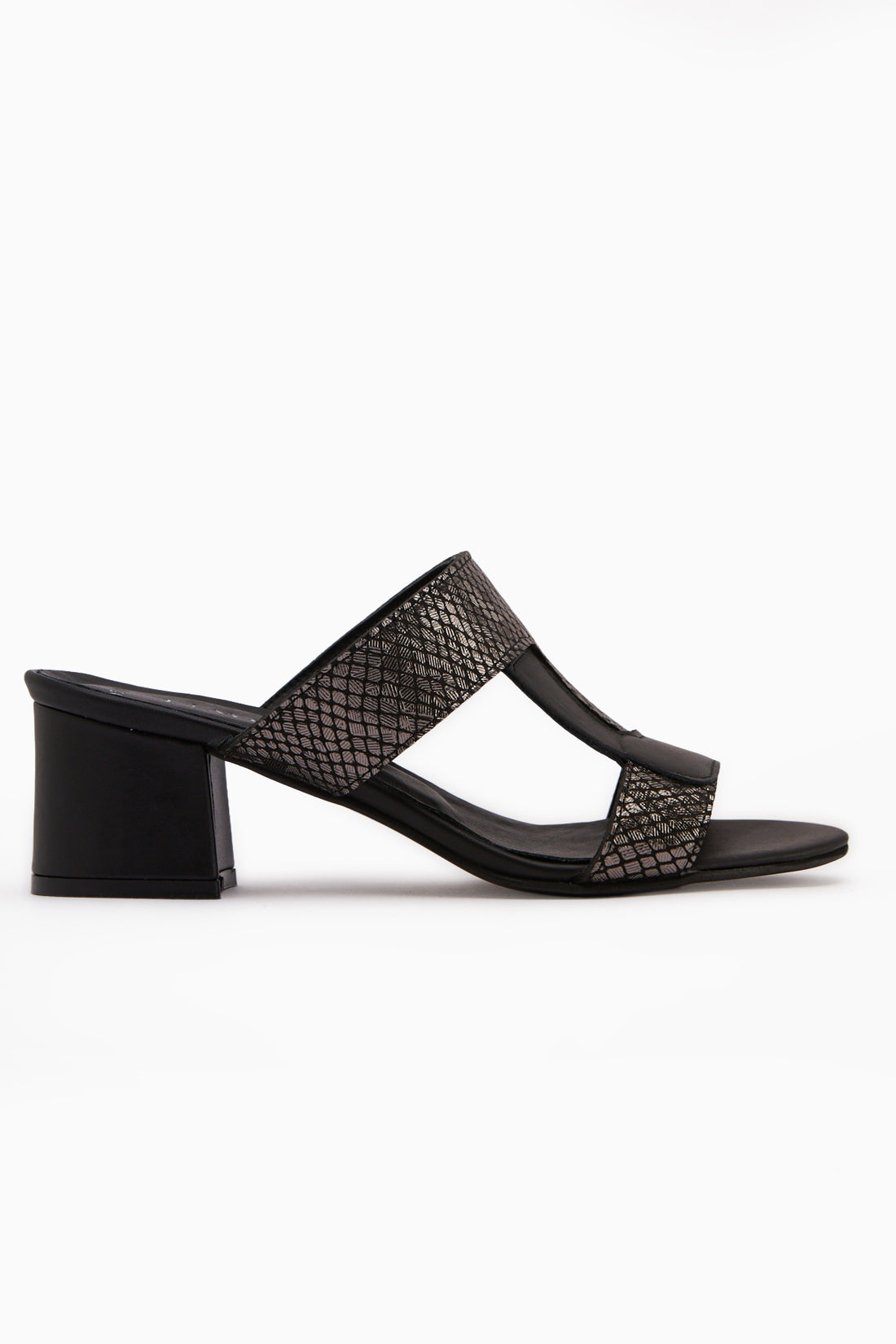 Helly Genuine Leather Black Snake Pattern Women’s Heeled Slipper