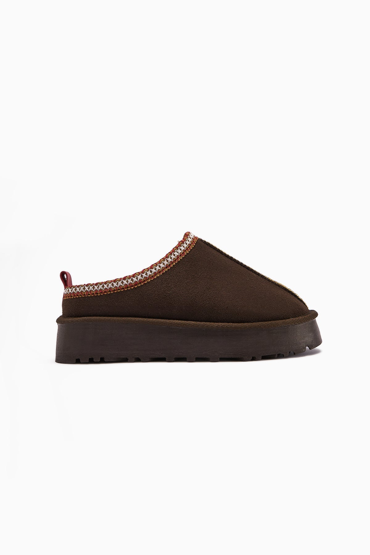 Anne-Liis – Brown Suede Woven-Detail Winter Slide (Women)