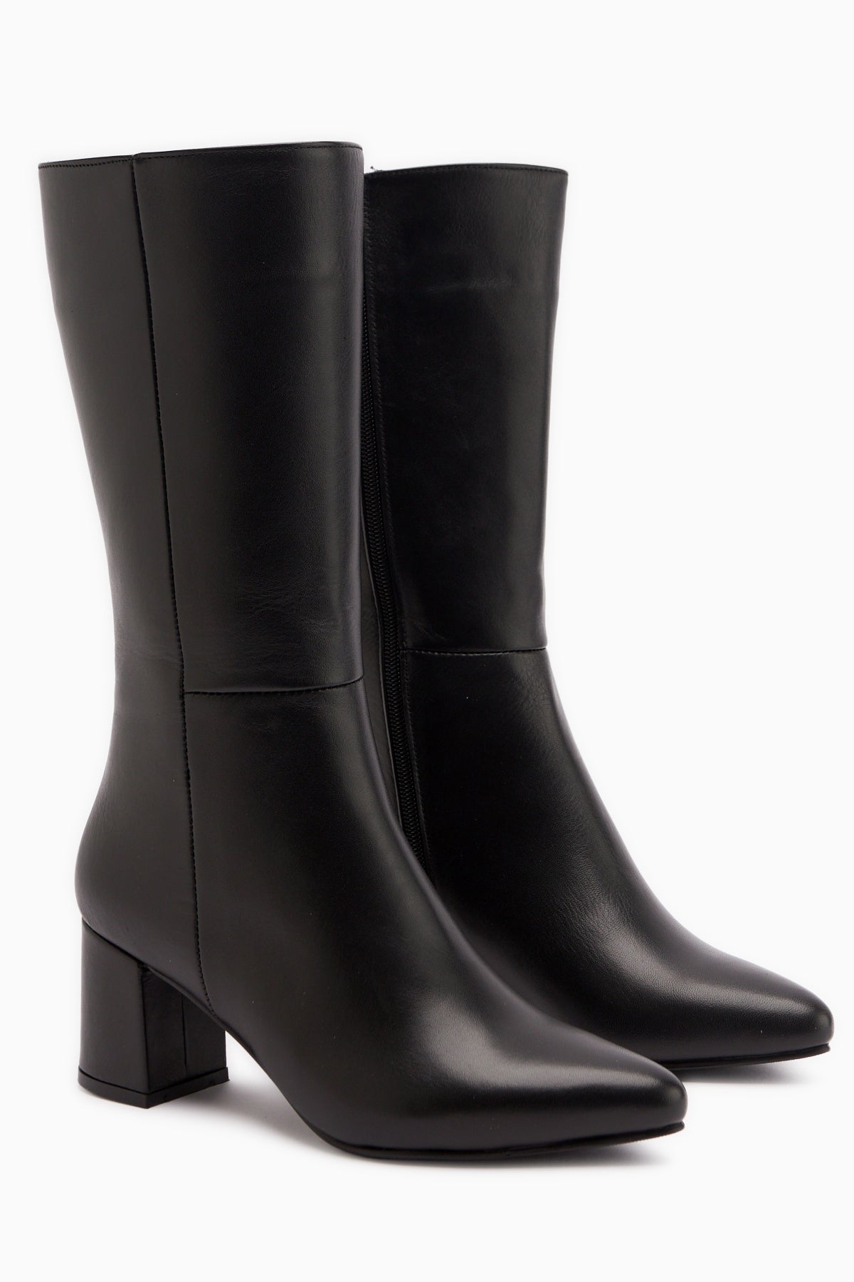 Elda Genuine Leather Black Heeled Women’s Boots