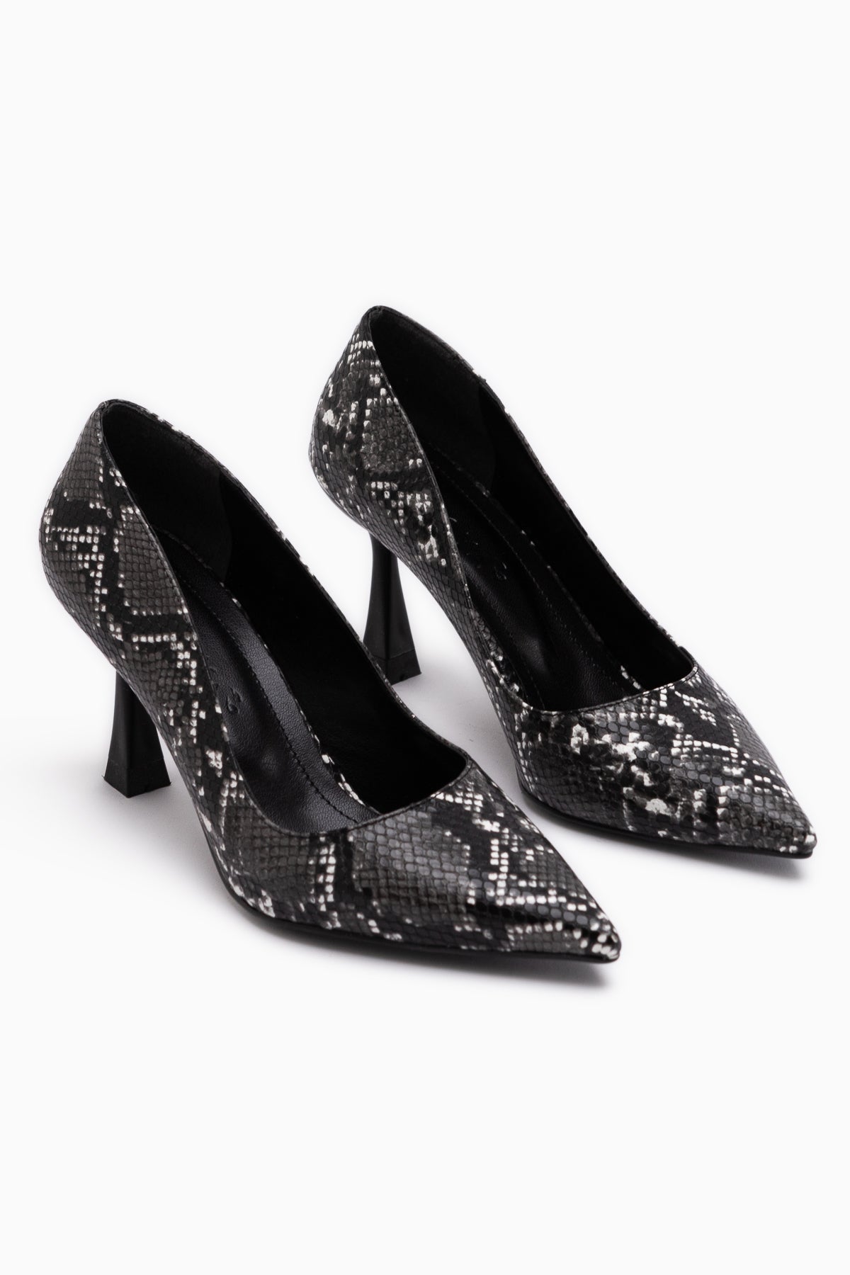 Celestine Black Snake Patterned Sequin Detailed Women’s Stiletto