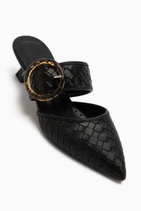Meeri Black Buckled Closed Toe Women’s Slippers