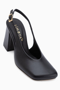 Lianna Genuine Leather Black Square Toe Women’s Heeled Shoes