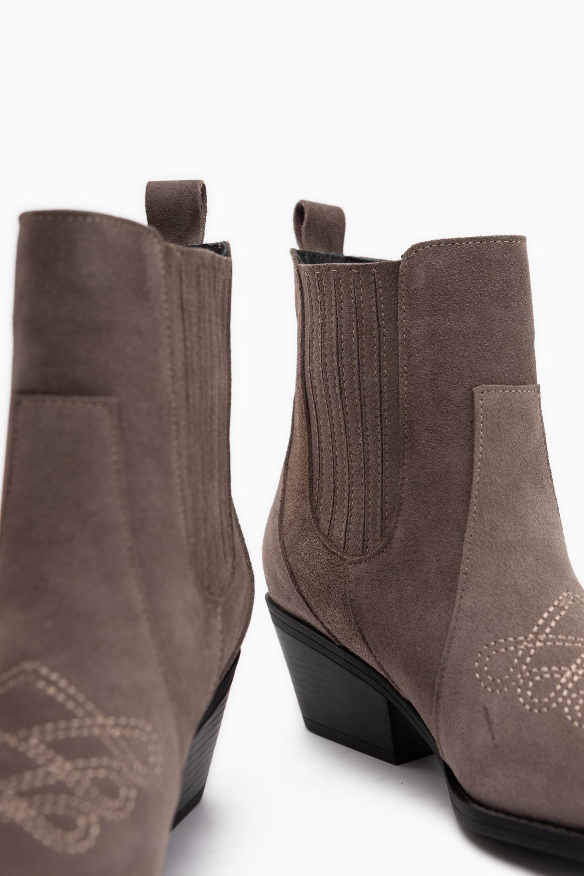 Freya Genuine Leather Mink Suede Embroidered Detailed Women’s Boots